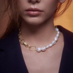 18K Gold High-End Fresh  Water of Pearl Chain Chocker