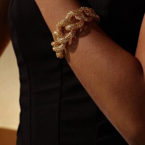 Hollow  Linked Textured Bangle