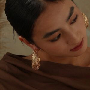 C - Shaped Leaf Imitation Hoop Earrings