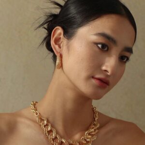 CZ Paved Lattice Hollowed Hoop Earrings