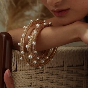 Hollow Out Pearl Paved Bangle