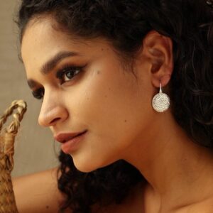 Hollow Out CZ Paved Round Earrings