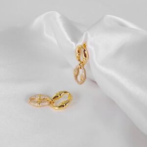 CZ Paved Chain Earrings