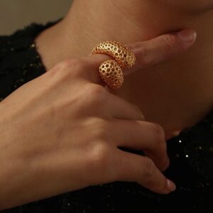 Bubble Textured Twisted Hollow Out Ring
